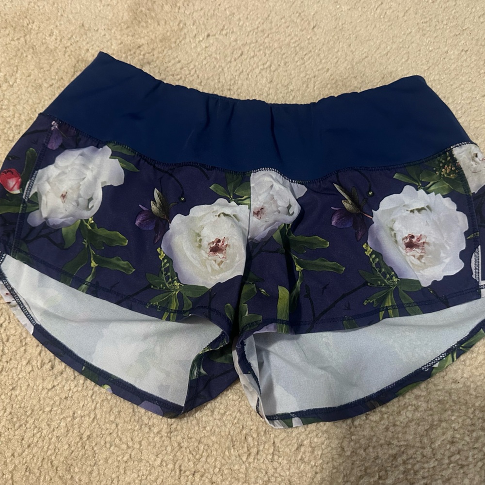 Oiselle Navy Floral Women's Athletic Shorts